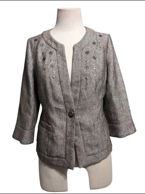 Coldwater Creek Embellished Tweed Blazer Jacket Casual Career Work Dress 10